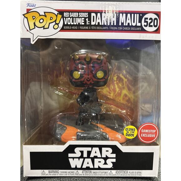 Funko Pop Star Wars 520 Red Saber Series Darth Maul Gamestop Glow In The Dark - Picture 1 of 1